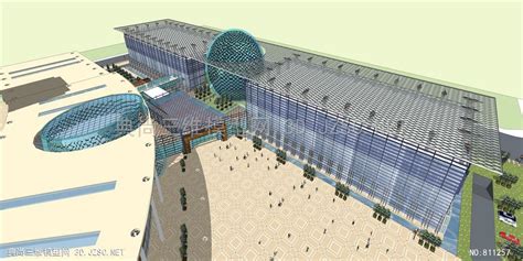 建筑 板材 太阳能发电 夜景照明现代宿迁国际会展中心SU模型 SU建筑三维模型SU模型