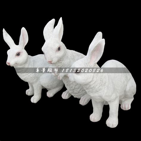 仿真小白兔，玻璃钢动物雕塑