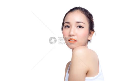 美容青年和皮肤护理概念白色背景有吸引力的亚洲女孩相片高清图片下载-正版图片307149600-摄图网