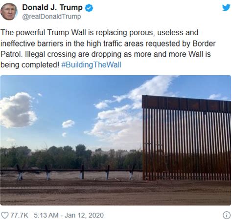 美墨边境建成160公里隔离墙 美总统赐名“特朗普墙”