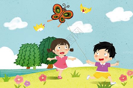 放风筝的男孩插画图片下载-正版图片400061866-摄图网
