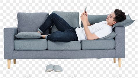 青年男性客厅沙发玩手机元素素材下载-正版素材400279760-摄图网