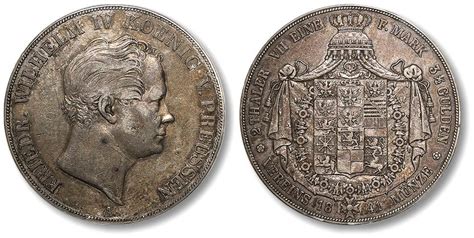 德国普鲁士1841年威廉四世2泰勒银币一枚，打制规范深峻，浮雕人像，金灰色包浆，状态自然，金盾PCGS XF45（42459244） 上海泓盛 ...