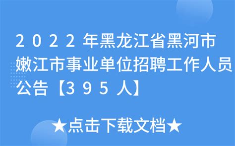 2022年黑龙江省黑河市嫩江市事业单位招聘工作人员公告【395人】