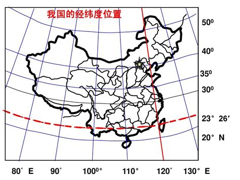 中国地图经纬线图片