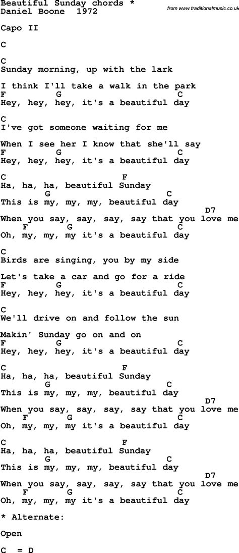 Donovan Leitch song - Lovely Day, The, lyrics and chords