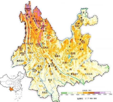 云南省地形图图片