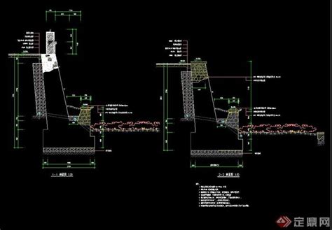 毛石挡土墙结构施工图，土墙CAD图纸下载 - 易图网