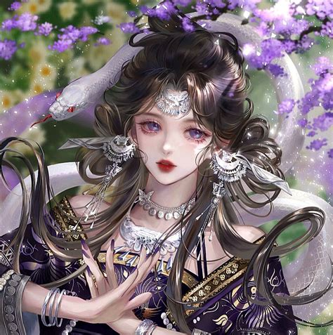 古风温柔女生头像青色