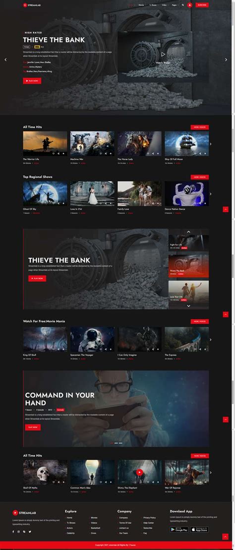 电影网页设计代码，黑色的html视频网站模板-17素材网