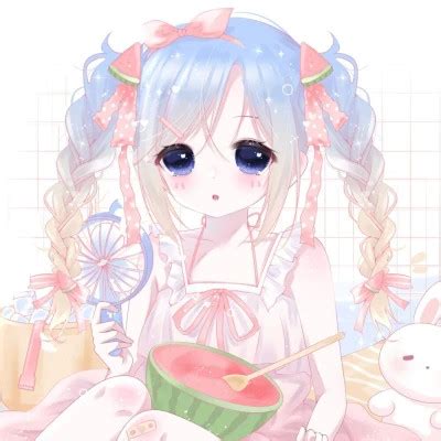 甜美女生头像西瓜动漫版