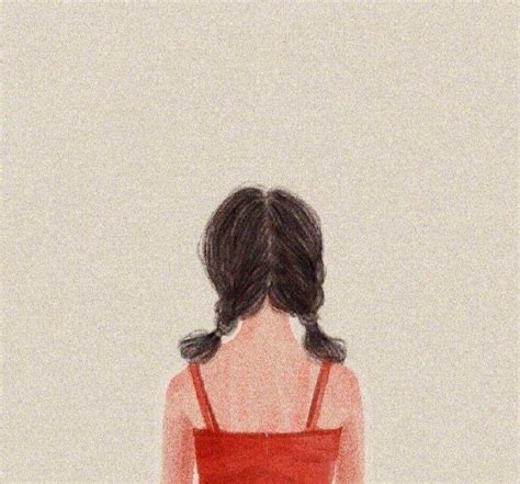 头像插画温柔女生背影
