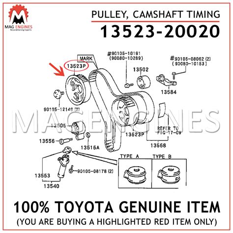 13523-20020 TOYOTA GENUINE CAMSHAFT TIMING PULLEY 1352320020 – Mag Engines