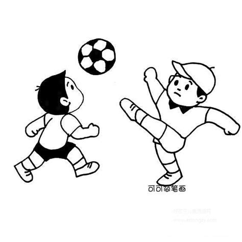 踢足球的男孩简笔画可爱优秀作品(踢足球的男孩的简笔画) - 抖兔学习网
