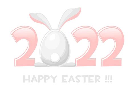 Happy easter 2022 postcard, cute rabbit with inscription. Vector ...