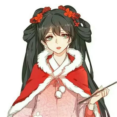 手绘长发甜美女生动漫头像