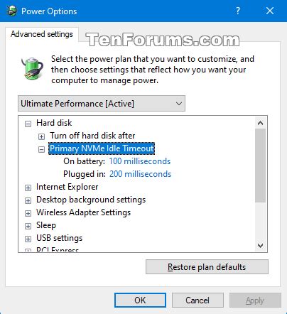 Add Primary NVMe Idle Timeout to Power Options in Windows 10 | Tutorials