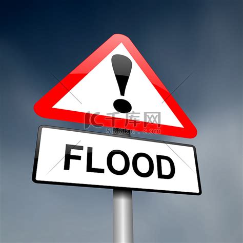 洪水警告标志。高清摄影大图-千库网