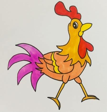 三年级公鸡简笔画(公鸡和小鸡简笔画) - 抖兔教育