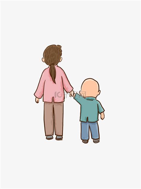 幸福牵手等人的母子卡通元素素材图片免费下载-千库网