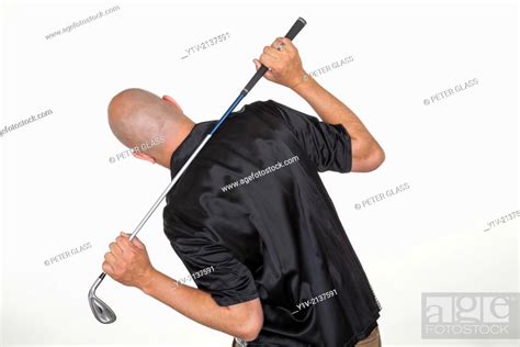 Middle-age bald man holding a golf club, Stock Photo, Picture And ...