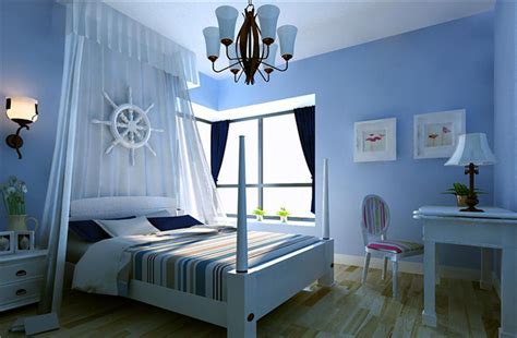 郊区住宅的主卧室浅蓝色墙壁高清图片下载-正版图片504701767-摄图网