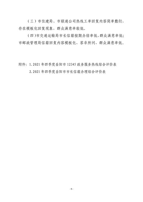 2022 年一季度 12345 热线和市长信箱 运行办理情况通报-平江县政府门户网