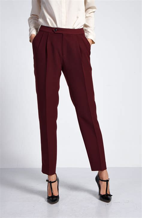 玛萨拉酒红弯腰时尚九分裤-女装定制 | 拉雅网，拉雅私定，拉雅私人定制，在线定制领导品牌