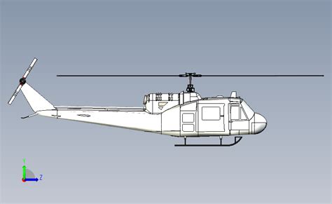 UH 1 直升机_STEP_模型图纸下载 – 懒石网