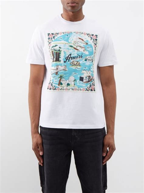 Amiri Amiri - California Satin-appliqué Cotton-jersey T-shirt - Mens ...