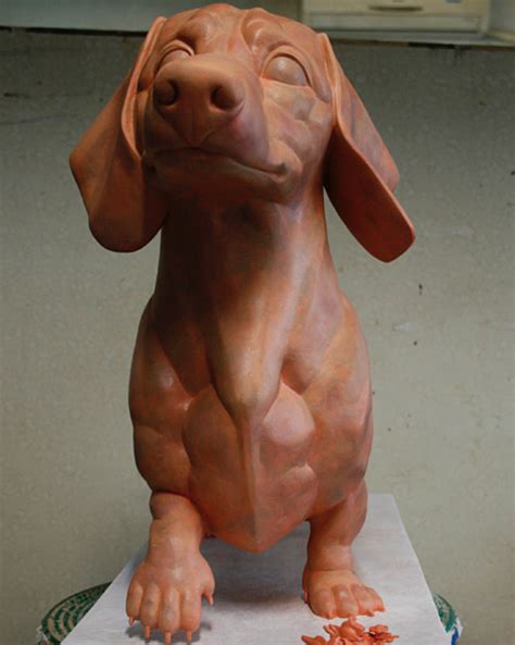 玻璃钢油画颜料着色仿锈腊肠狗动物雕塑作品欣赏 – 博仟雕塑公司BBS