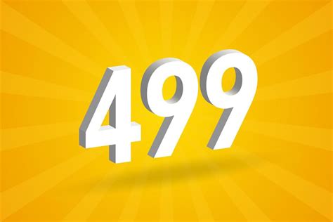3D 499 number font alphabet. White 3D Number 499 with yellow background ...