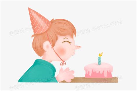 卡通手绘男孩庆祝生日吹蜡烛免抠元素图片免费下载_PNG素材_编号1pki2yq9o_图精灵