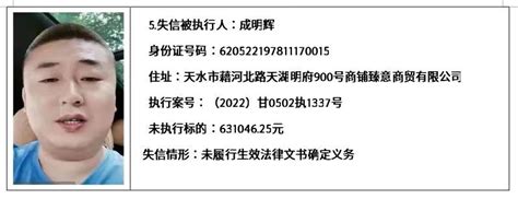 天水市秦州区人民法院关于集中曝光失信被执行人名单的通告 2023年（第3期）_澎湃号·政务_澎湃新闻-The Paper