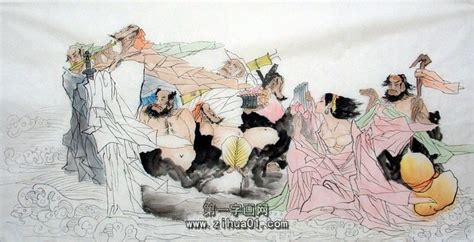 柳子峻人物画《八仙过海》-复圣轩字画