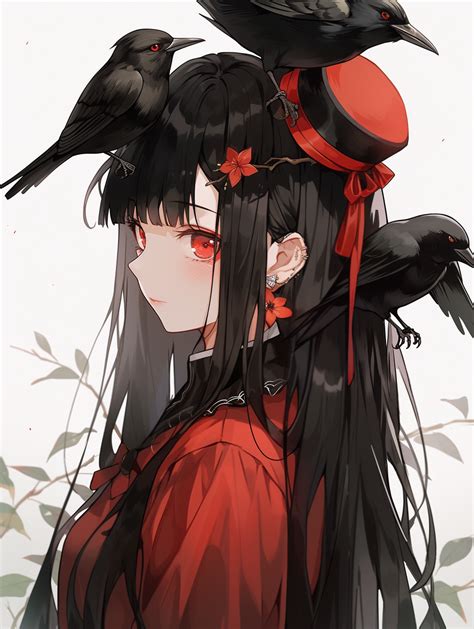 黑发红瞳女头图片
