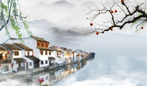 中国古风建筑小镇鸟瞰图插画图片下载-正版图片402474467-摄图网