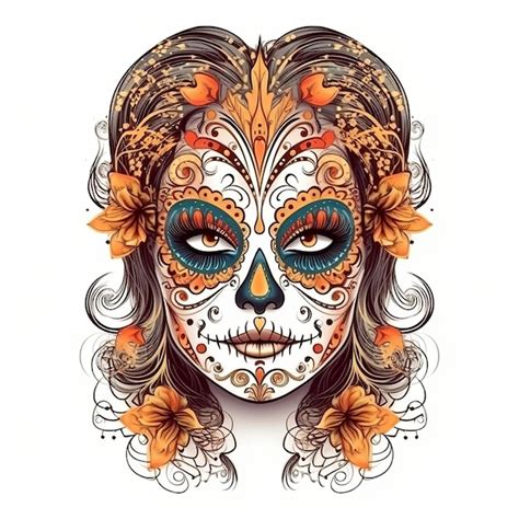 Dia de los muertos maxican mask girl generative ai | Foto Premium