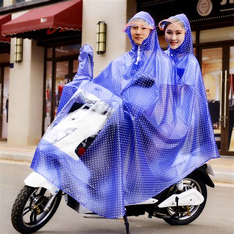 电动摩托车双人雨衣电瓶车女款亲子透明加大加厚母子长款全身雨披_虎窝淘