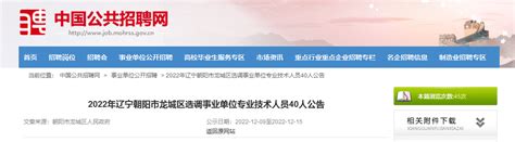 2022年辽宁省朝阳市龙城区选调事业单位专业技术人员40人公告
