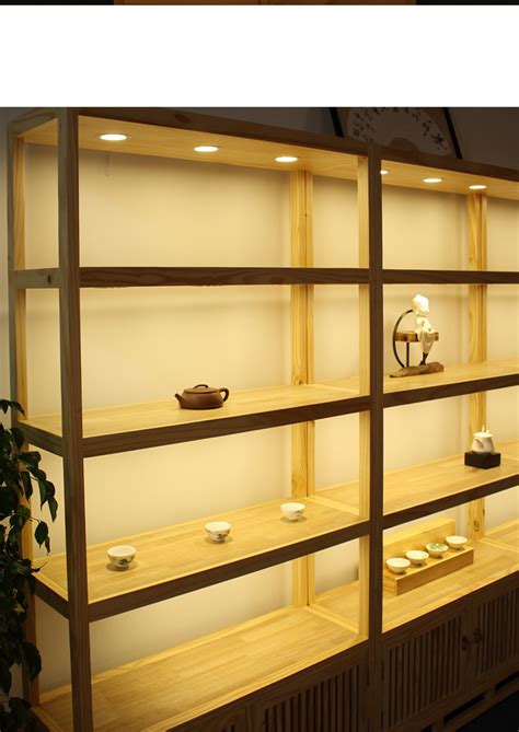 定制新中式茶叶实木展示柜陈列架置物架多宝阁置物架普洱展示柜子-阿里巴巴