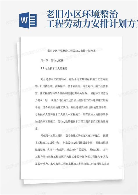 老旧小区环境整治工程劳动力安排计划方案-Word模板下载_编号qxmxjjvb_熊猫办公