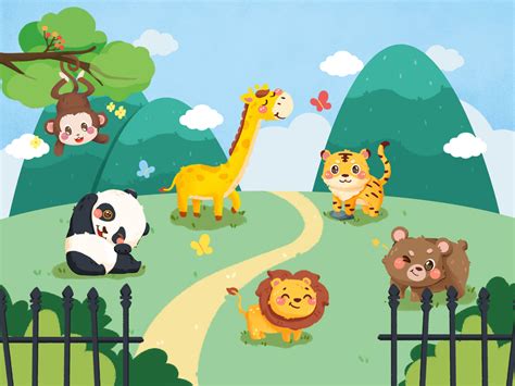 动物园可爱卡通手绘儿童插画_完美办公