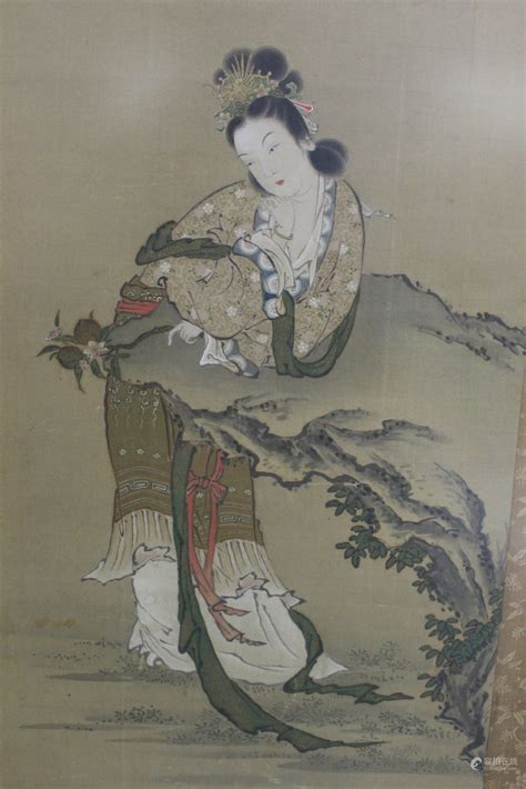 51BidLive-[Chinese water color painting of Meiren on silk.]