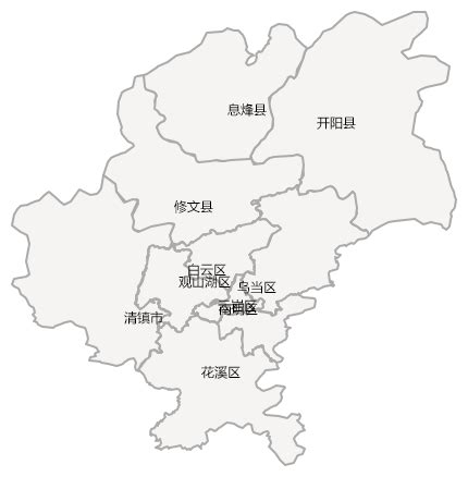 贵阳地图(云岩区,小河区,花溪区,白云区,南明区,乌当区)