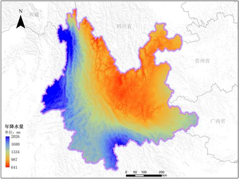 云南省年降雨量空间分布数据-气象气候类数据产品-地理国情监测云平台