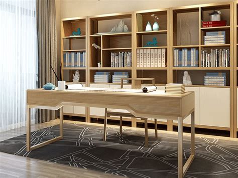 新中式实木书桌椅组合9样板房书画桌禅意书房仿古家具定制_新中式家具定制