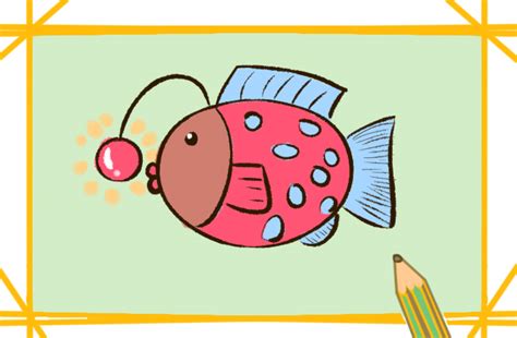 深海的灯笼鱼简笔画要怎么画_深海的灯笼鱼简笔画原创教程步骤