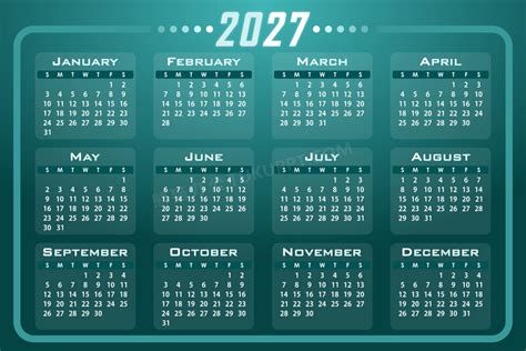2027年蓝色日历jpg格式图片下载_熊猫办公
