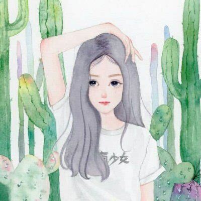 女生温柔气质头像手绘